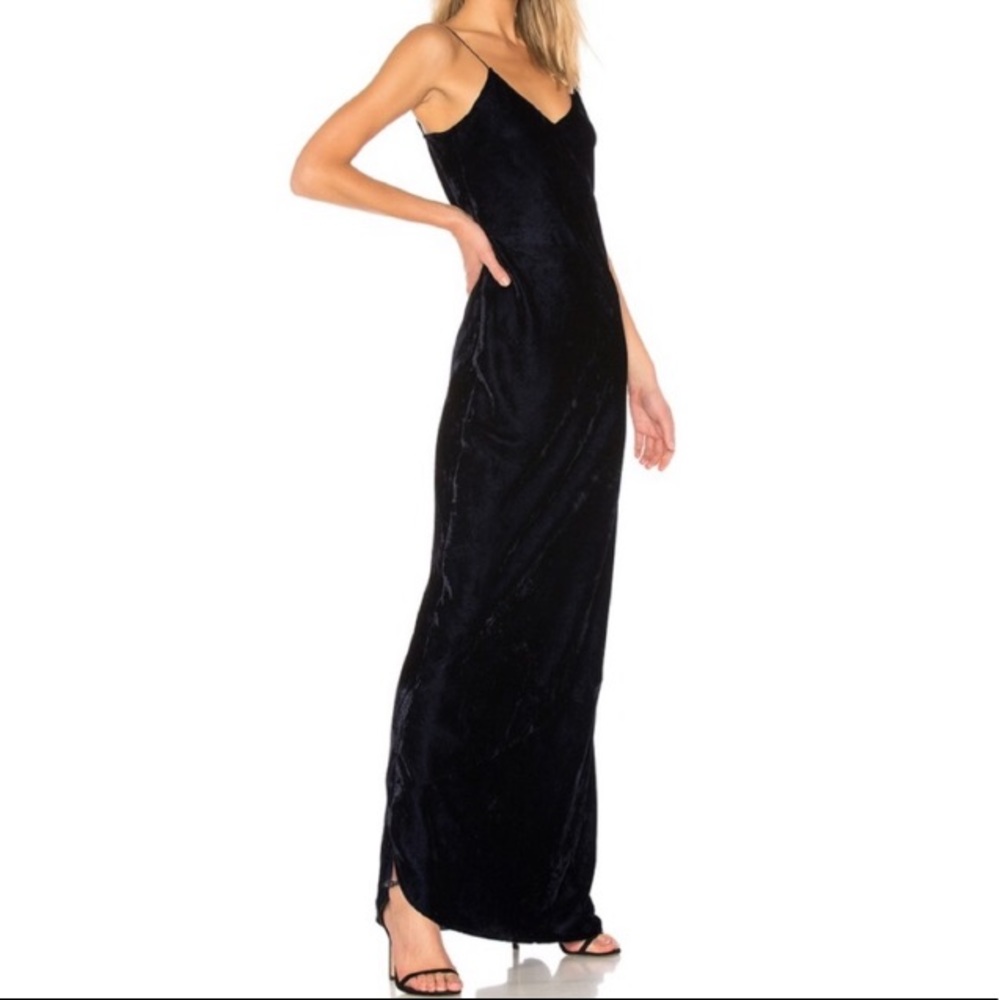 Revolve- Nili Lotan Slip Dress Velvet/Velour Gunmetal Sasha Maxi Dress Size Med